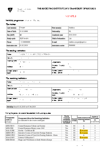 Academic Calendar Organization Of Study Palacky University Olomouc